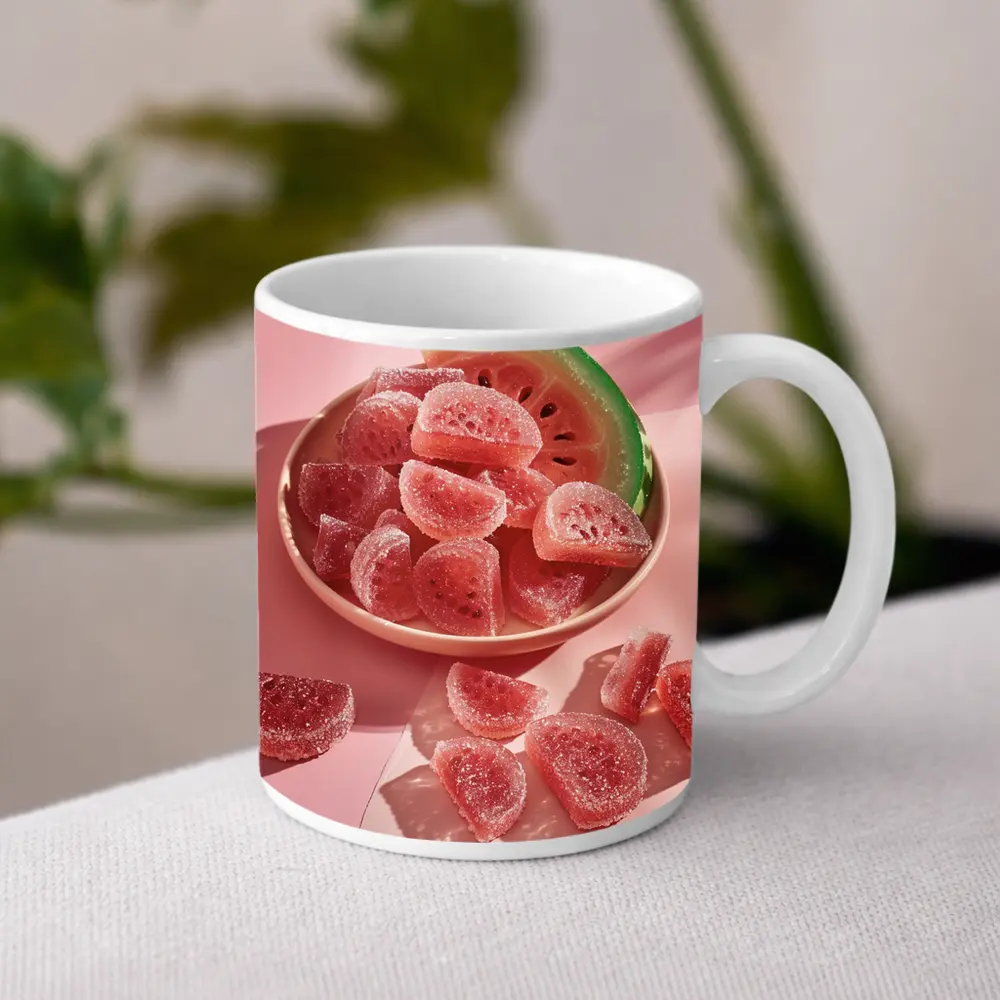 Watermelon Gummy Candies Pink Sugar Coated – Mugs