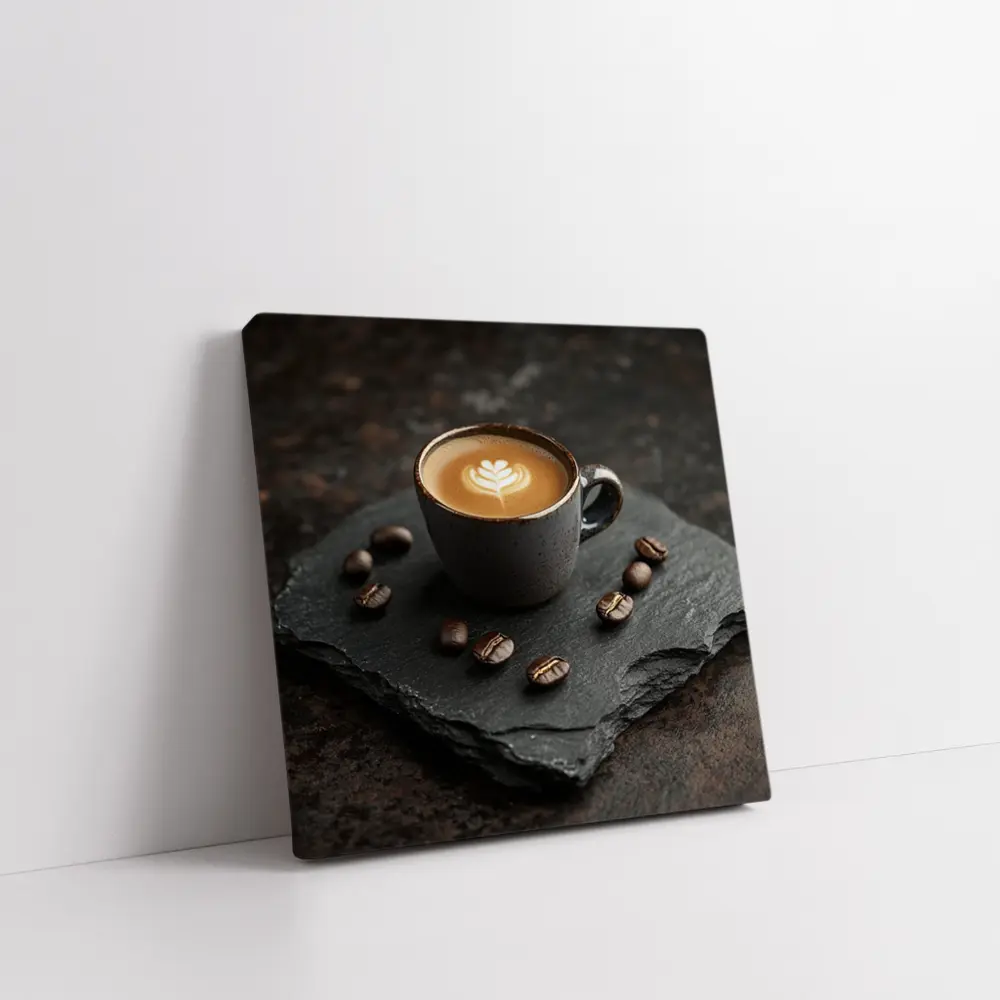 Latte Art Coffee Cup On Dark Slate – Wall Art