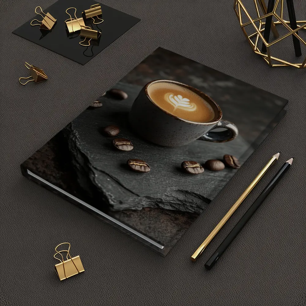 Latte Art Coffee Cup On Dark Slate – Notebooks