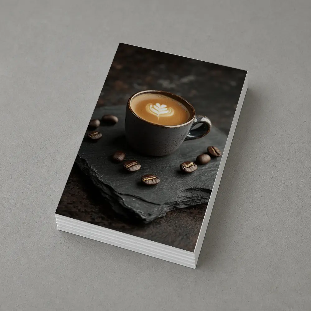 Latte Art Coffee Cup On Dark Slate – Postcards