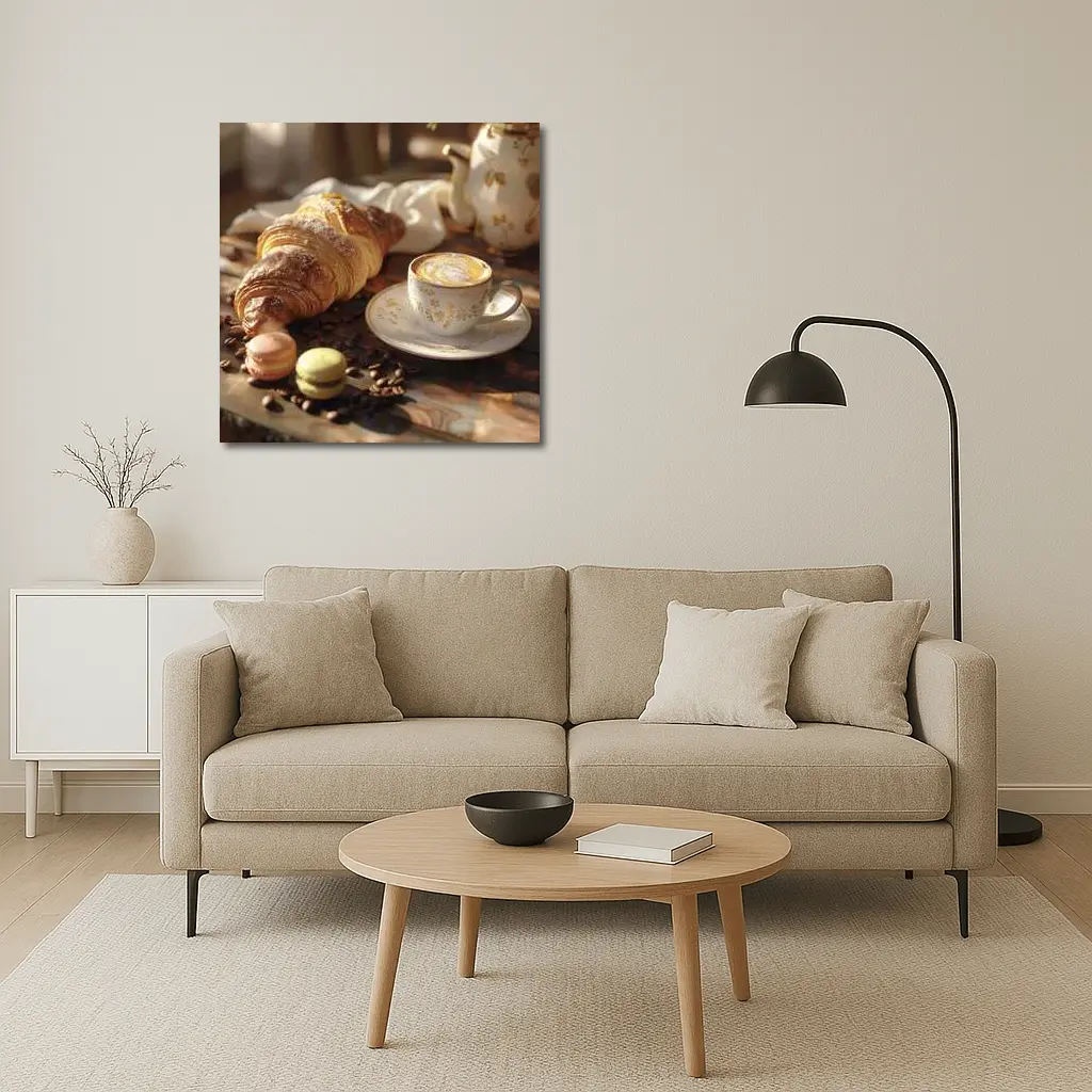 Croissant Coffee Macarons French Breakfast Table – Wall Art