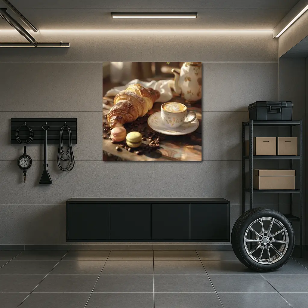Croissant Coffee Macarons French Breakfast Table – Wall Art
