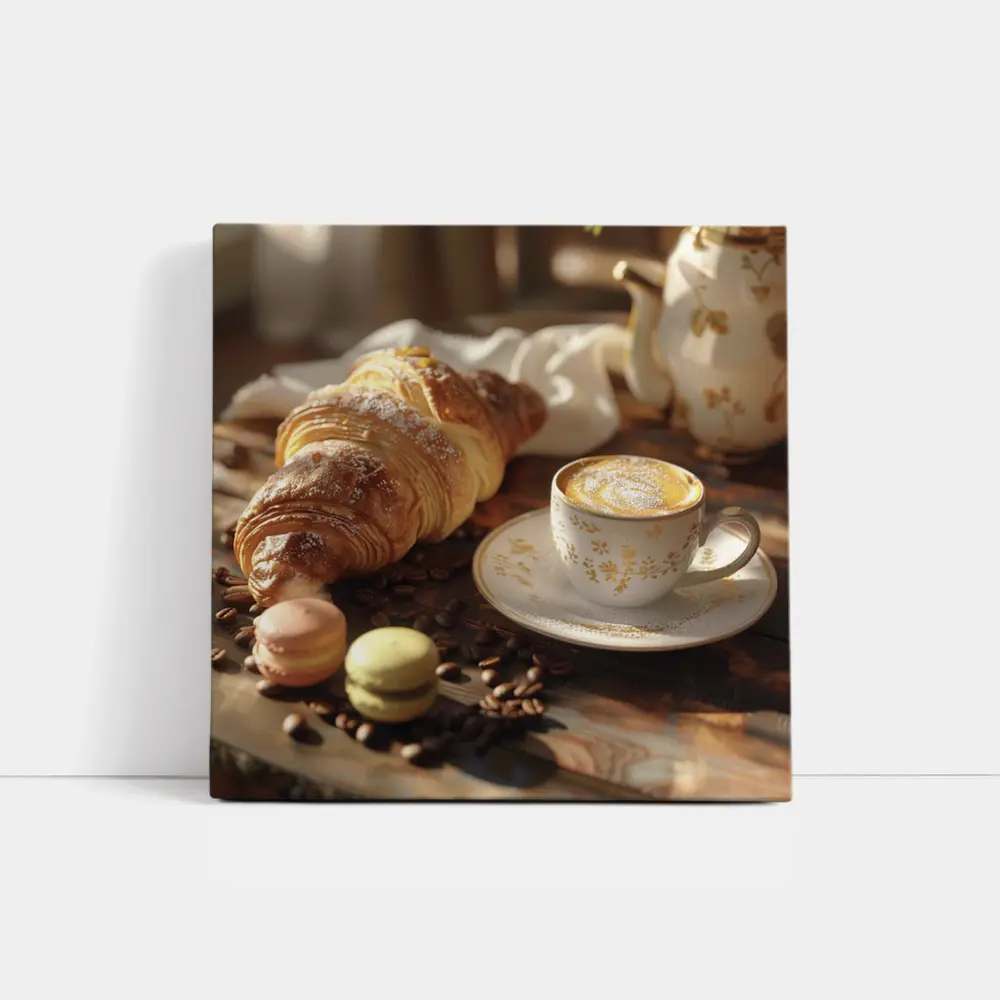 Croissant Coffee Macarons French Breakfast Table – Wall Art