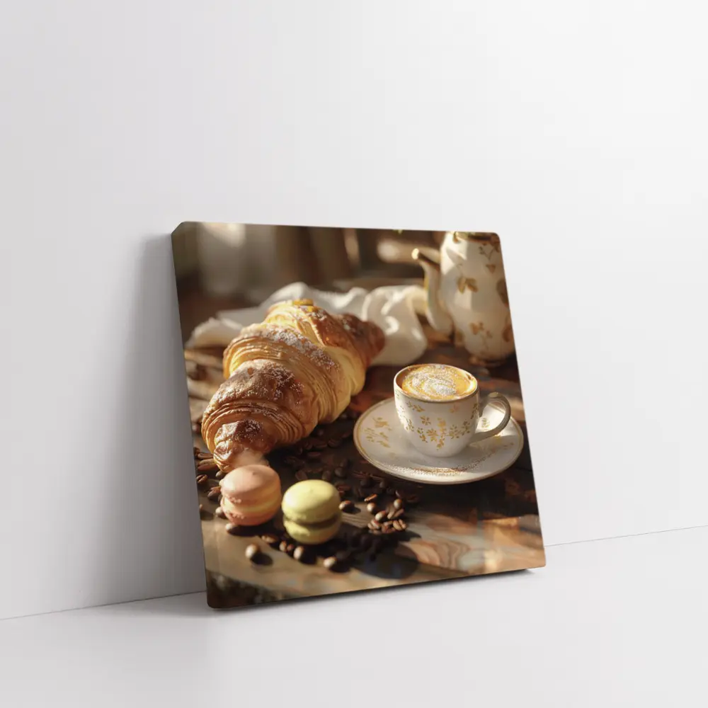 Croissant Coffee Macarons French Breakfast Table – Wall Art