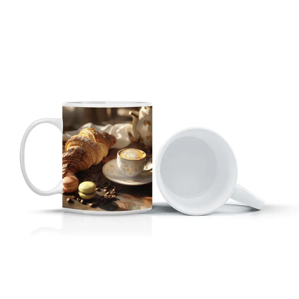 Croissant Coffee Macarons French Breakfast Table – Mugs
