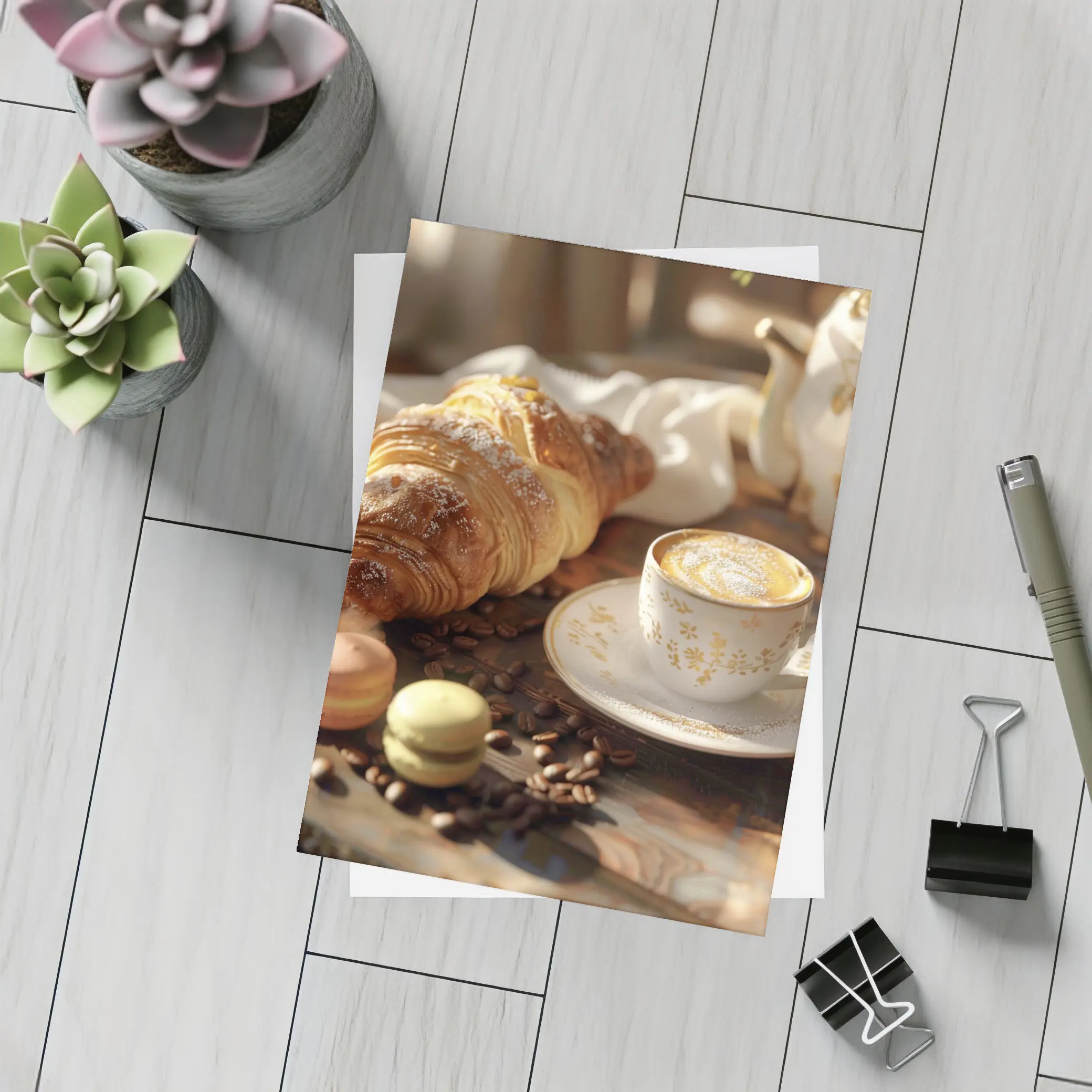 Croissant Coffee Macarons French Breakfast Table – Postcards