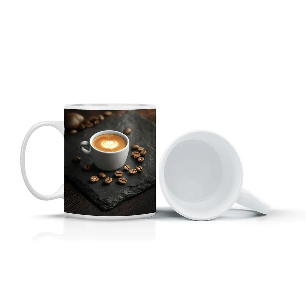 Latte Art Coffee Cup Slate Dark Wood – Mugs