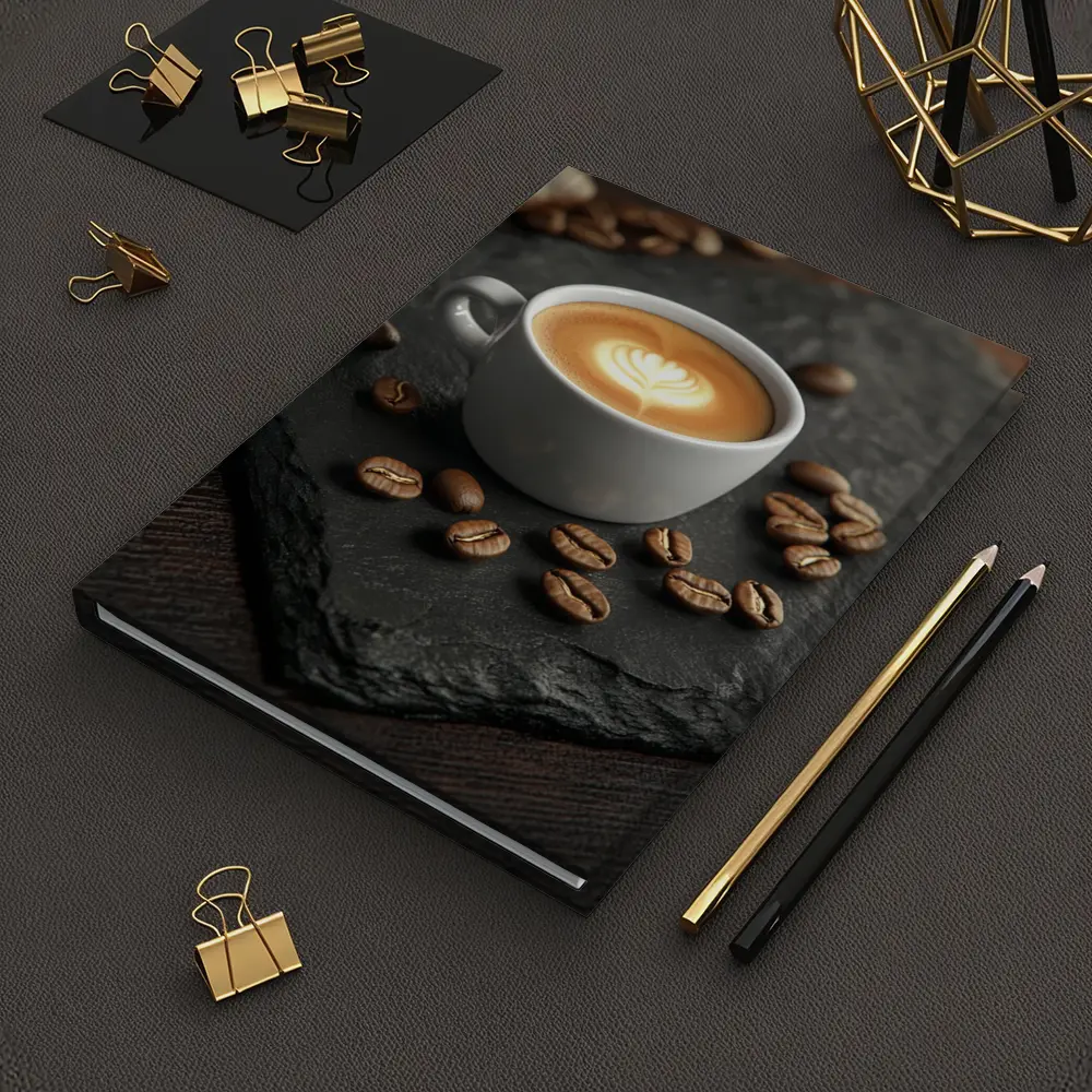 Latte Art Coffee Cup Slate Dark Wood – Notebooks