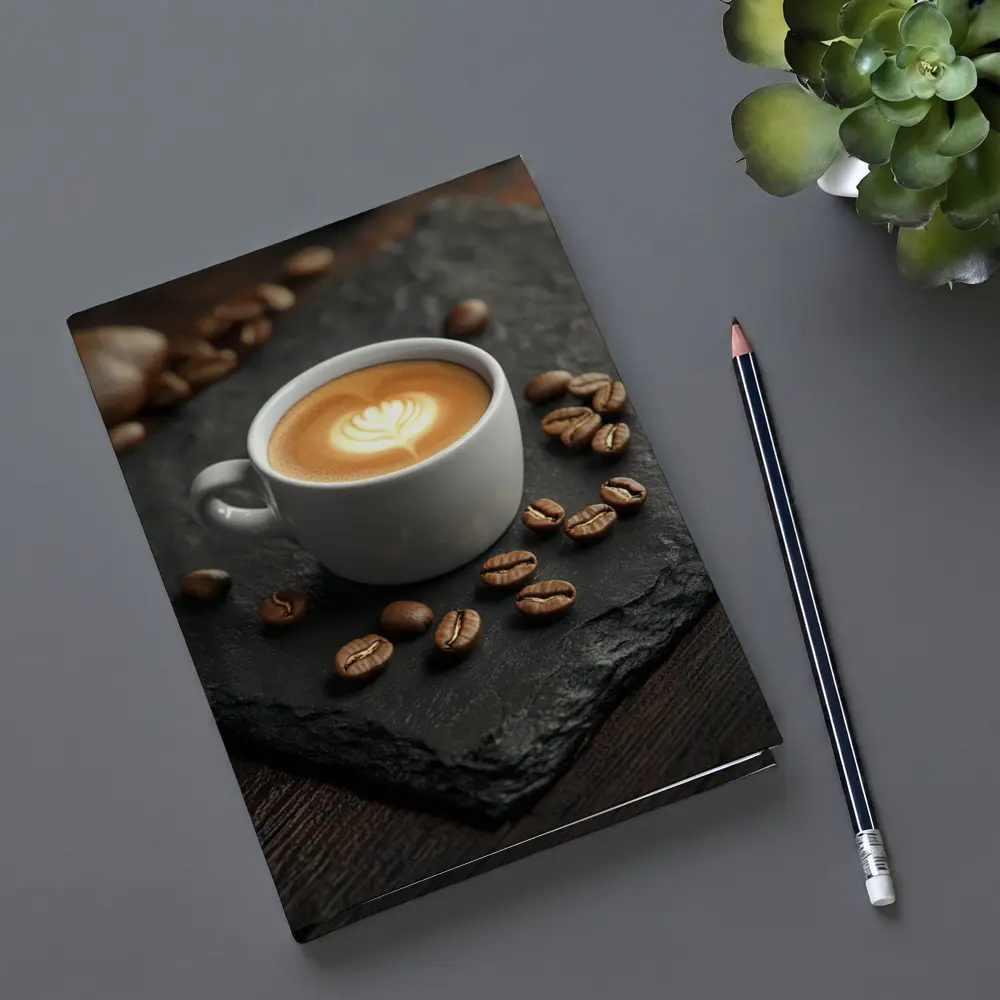 Latte Art Coffee Cup Slate Dark Wood – Notebooks