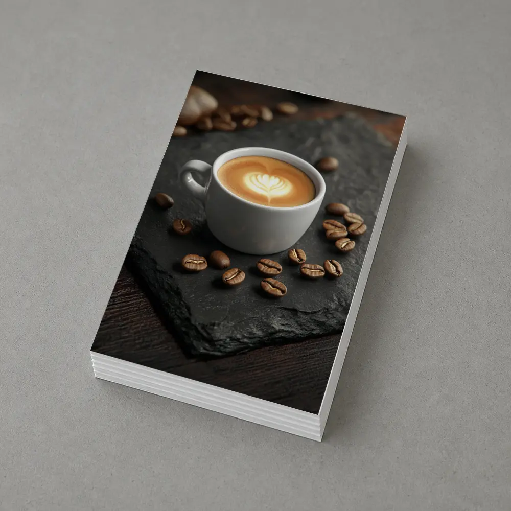 Latte Art Coffee Cup Slate Dark Wood – Postcards