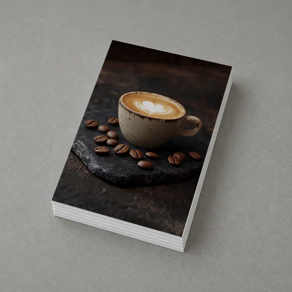 Latte Art Coffee Cup With Scattered Beans – Postcards