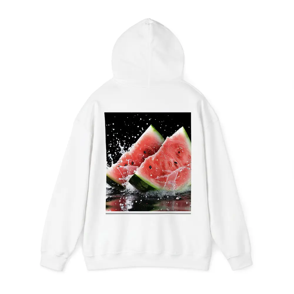 Watermelon Slices Splashing Water Black Background – Hoodies
