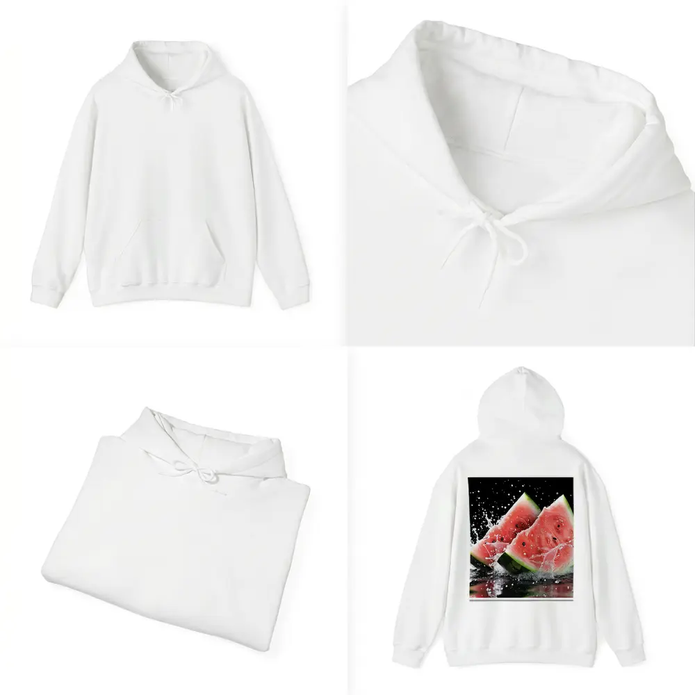 Watermelon Slices Splashing Water Black Background – Hoodies