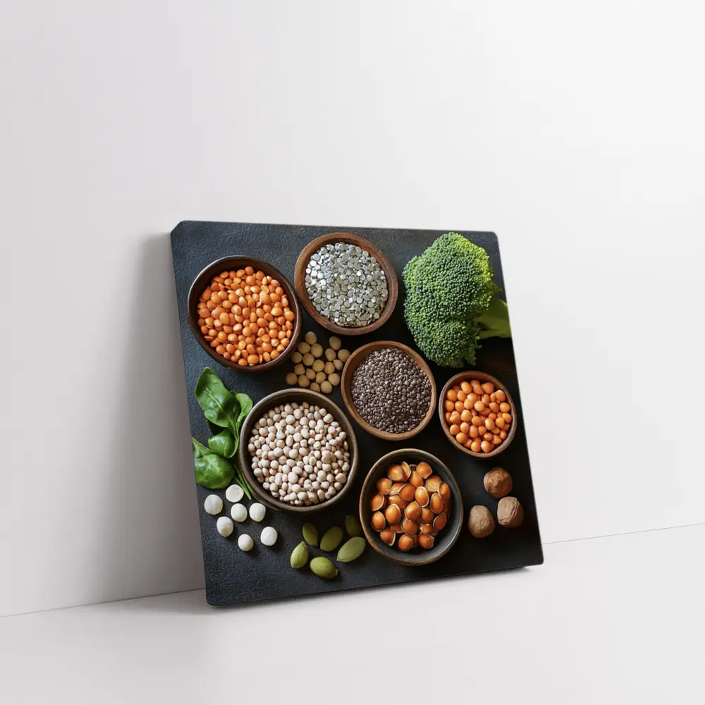 Legumes Seeds Vegetables Dark Stone Background – Wall Art