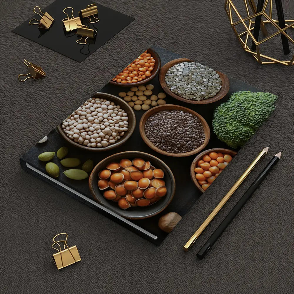 Legumes Seeds Vegetables Dark Stone Background – Notebooks
