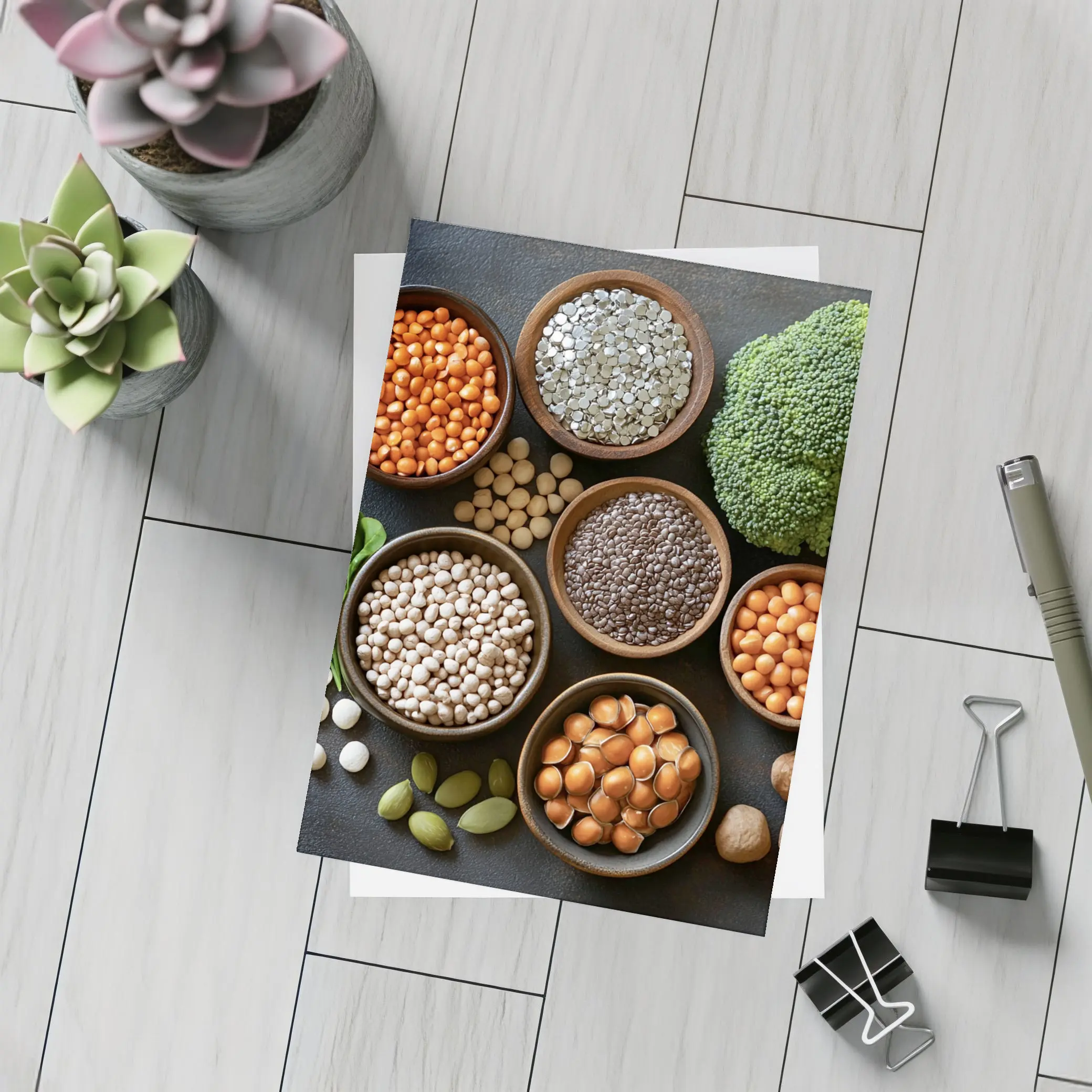 Legumes Seeds Vegetables Dark Stone Background – Postcards