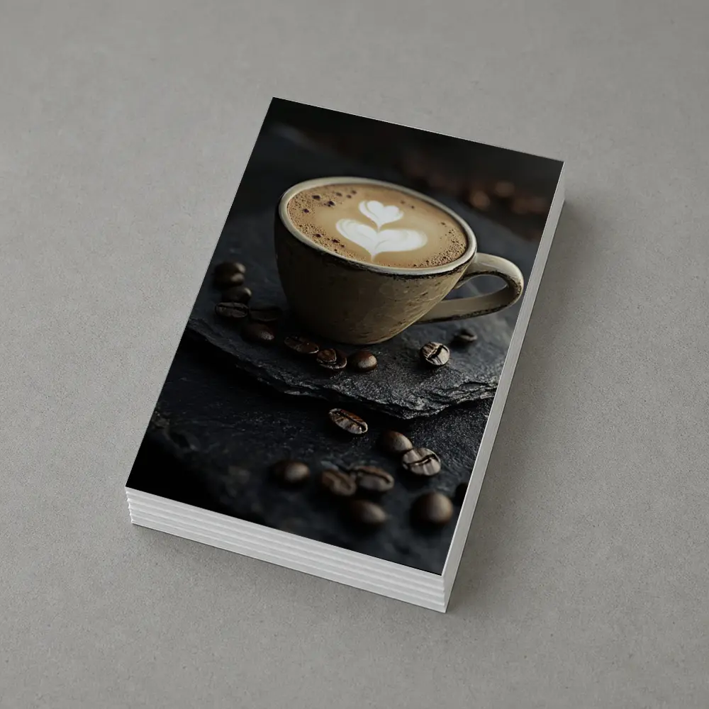 Latte Art Coffee Cup Dark Slate Background – Postcards