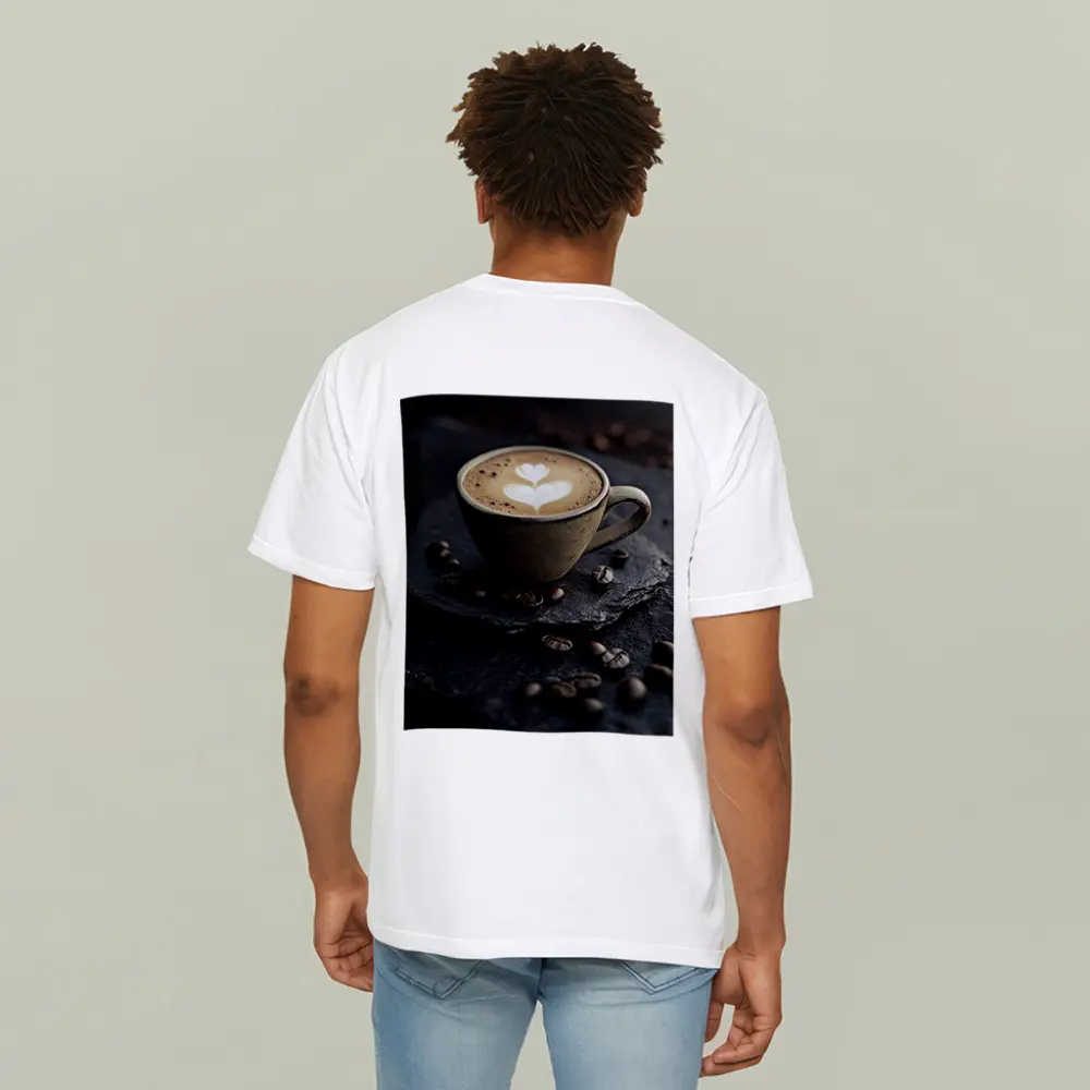 Latte Art Coffee Cup Dark Slate Background – T-Shirts