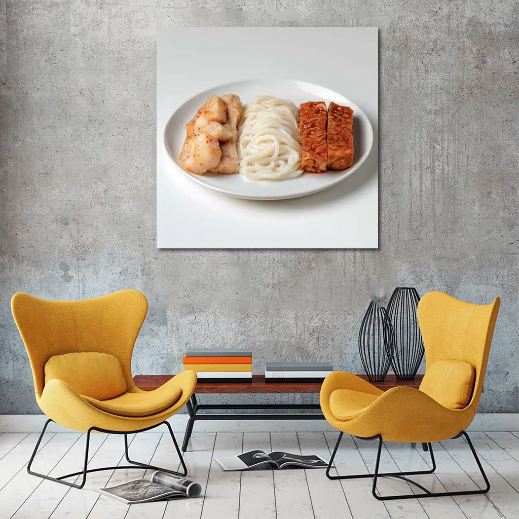 Kimchi Noodles Tempeh Plate White Background – Wall Art