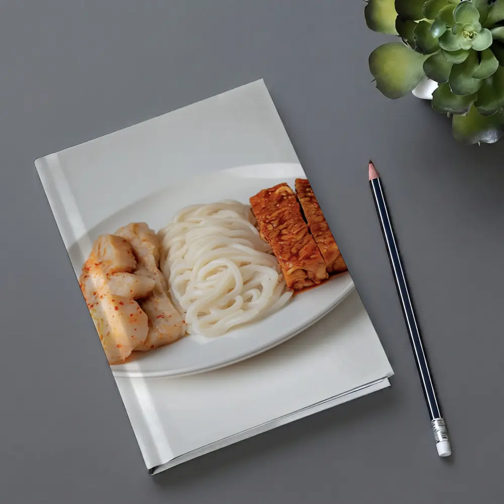 Kimchi Noodles Tempeh Plate White Background – Notebooks