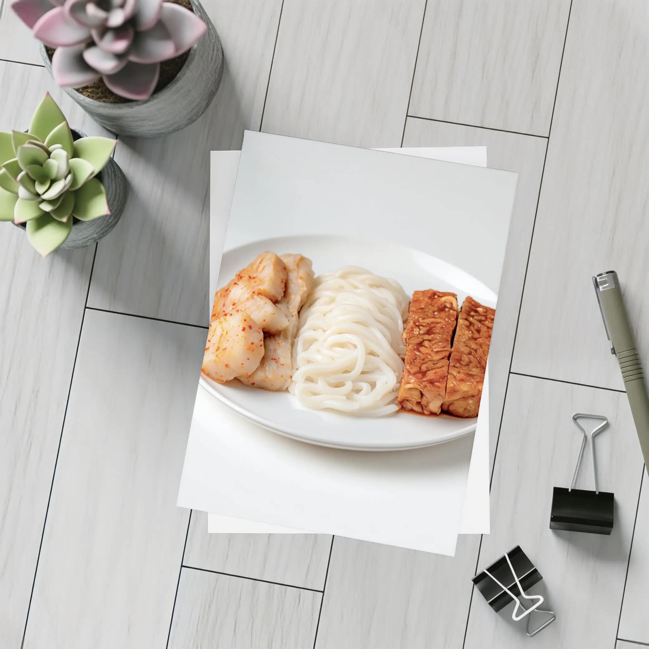 Kimchi Noodles Tempeh Plate White Background – Postcards