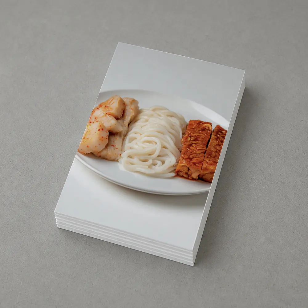 Kimchi Noodles Tempeh Plate White Background – Postcards