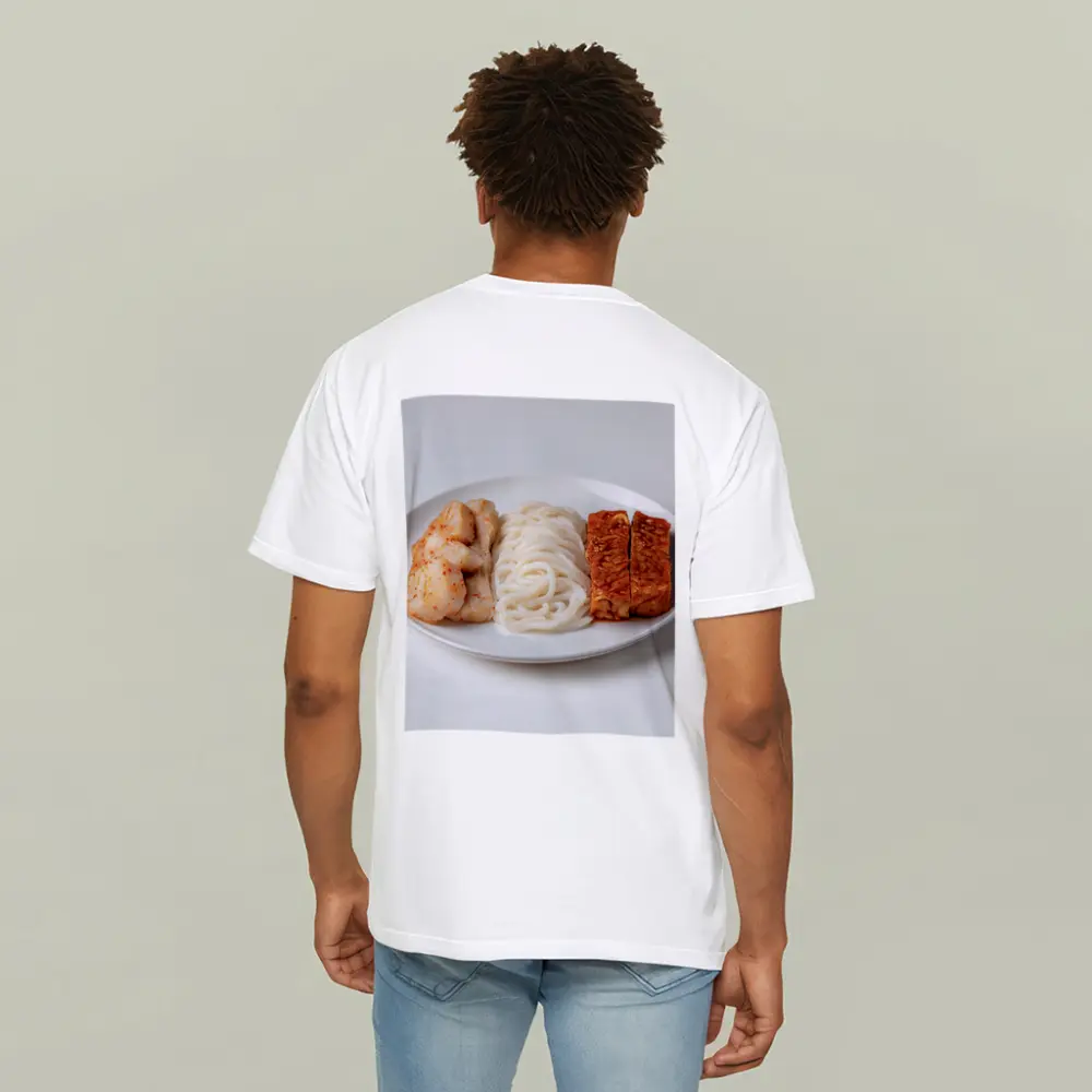 Kimchi Noodles Tempeh Plate White Background – T-Shirts