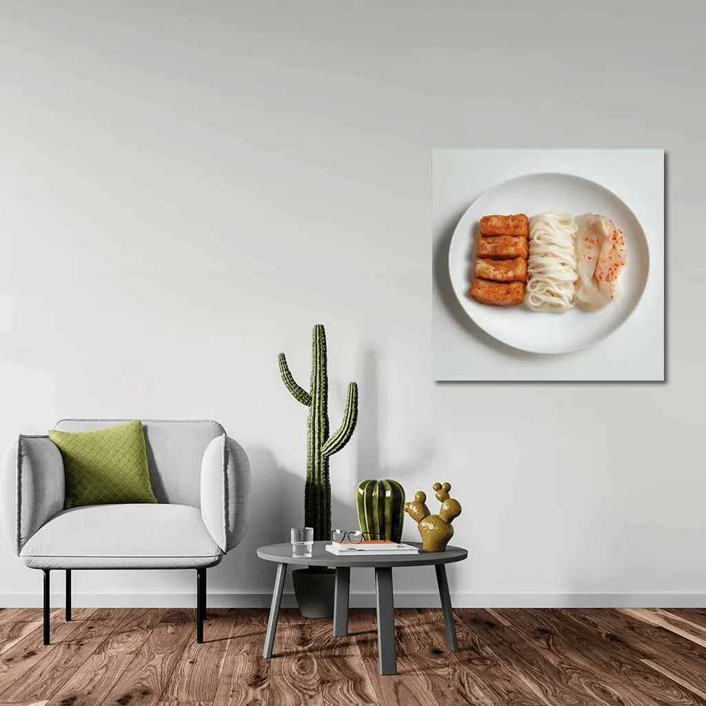 Korean Rice Cake Noodle Kimchi White Plate – Wall Art