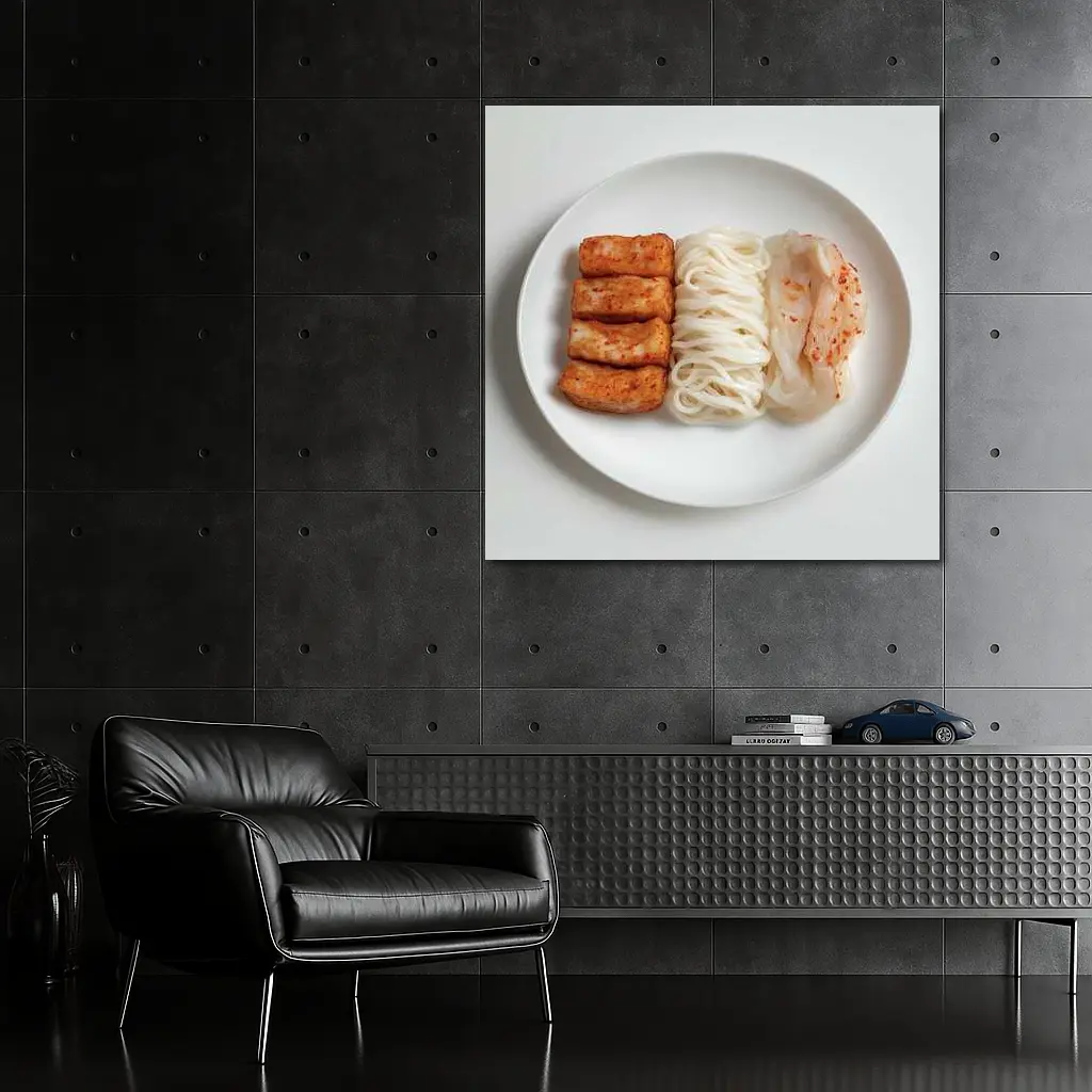 Korean Rice Cake Noodle Kimchi White Plate – Wall Art