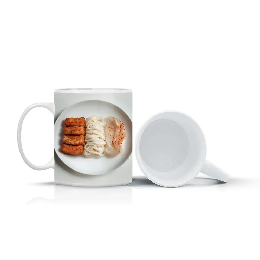 Korean Rice Cake Noodle Kimchi White Plate – Mugs