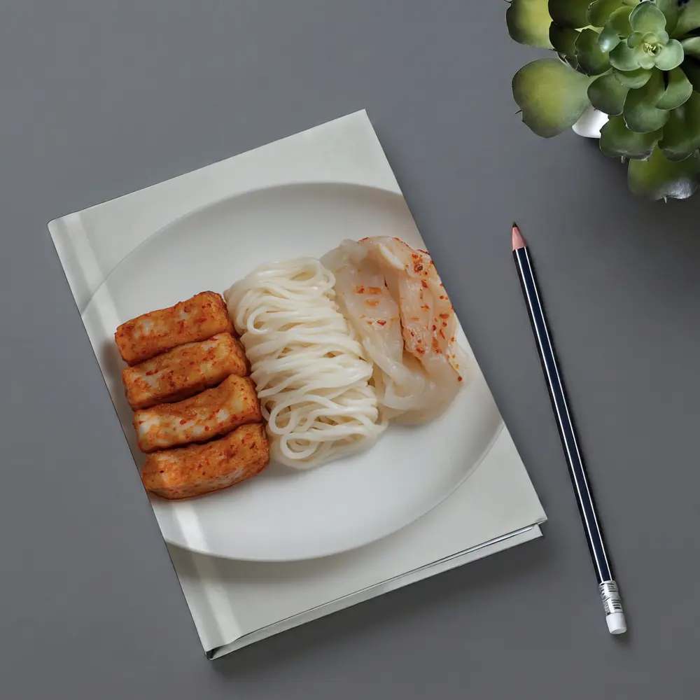 Korean Rice Cake Noodle Kimchi White Plate – Notebooks
