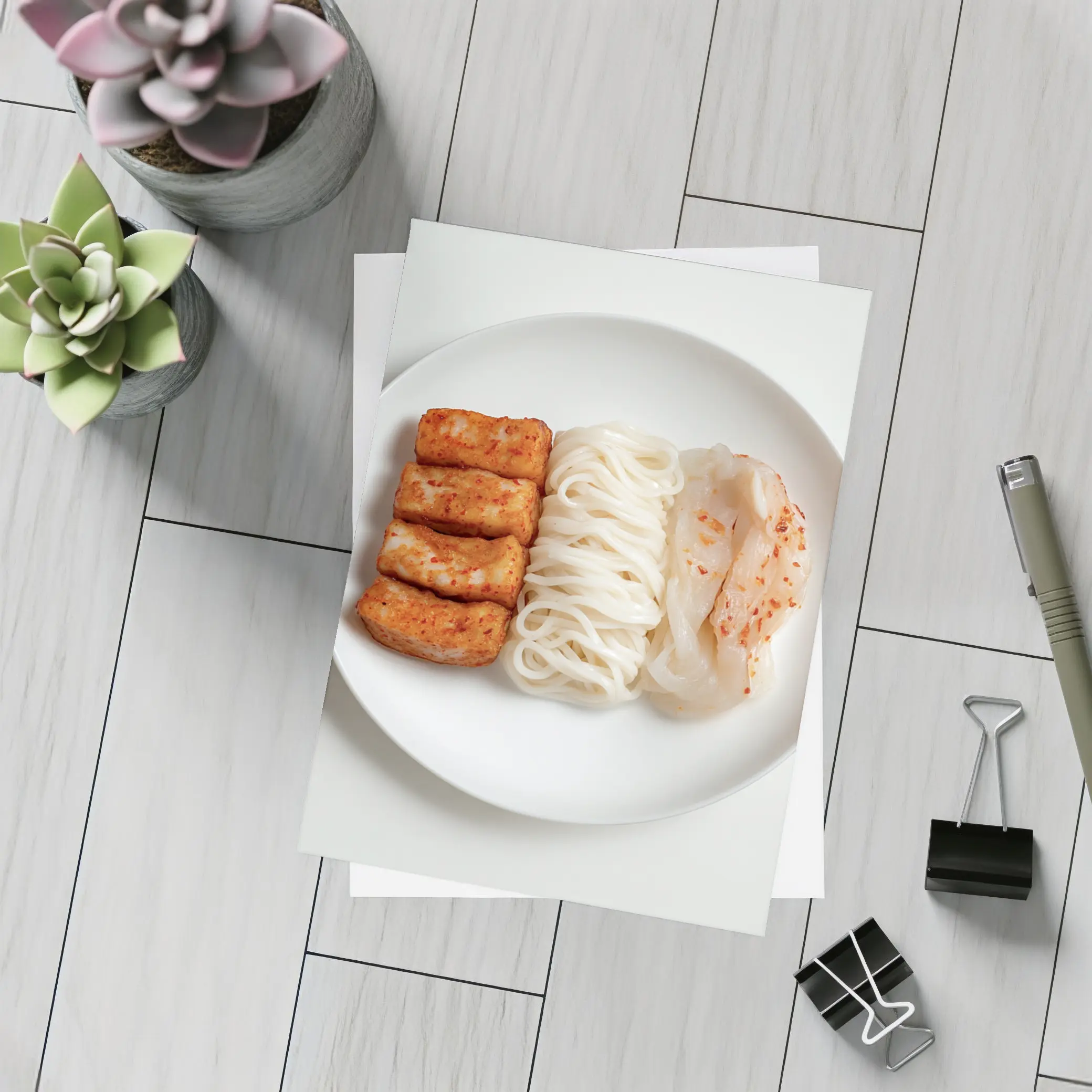 Korean Rice Cake Noodle Kimchi White Plate – Postcards