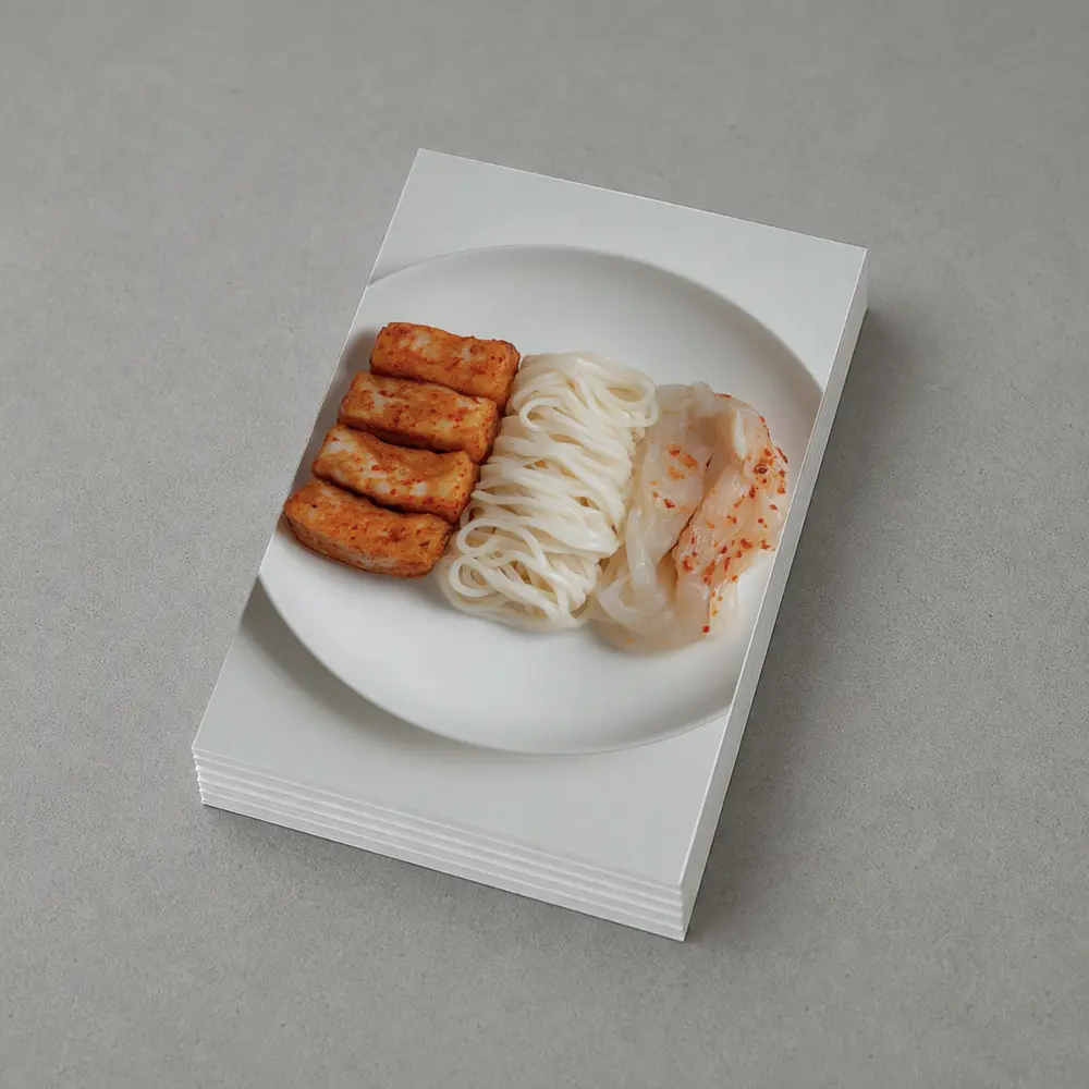Korean Rice Cake Noodle Kimchi White Plate – Postcards