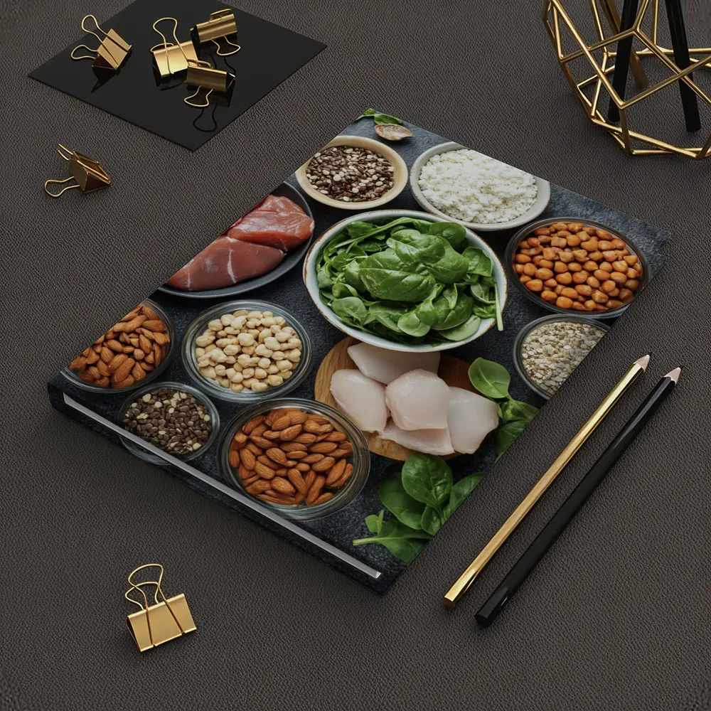 High Protein Foods Spread On Dark Surface – Notebooks