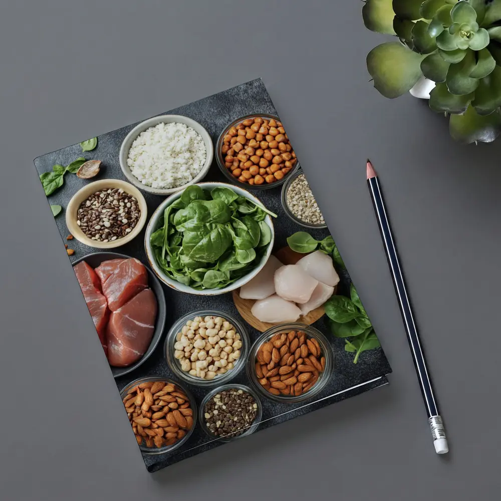 High Protein Foods Spread On Dark Surface – Notebooks