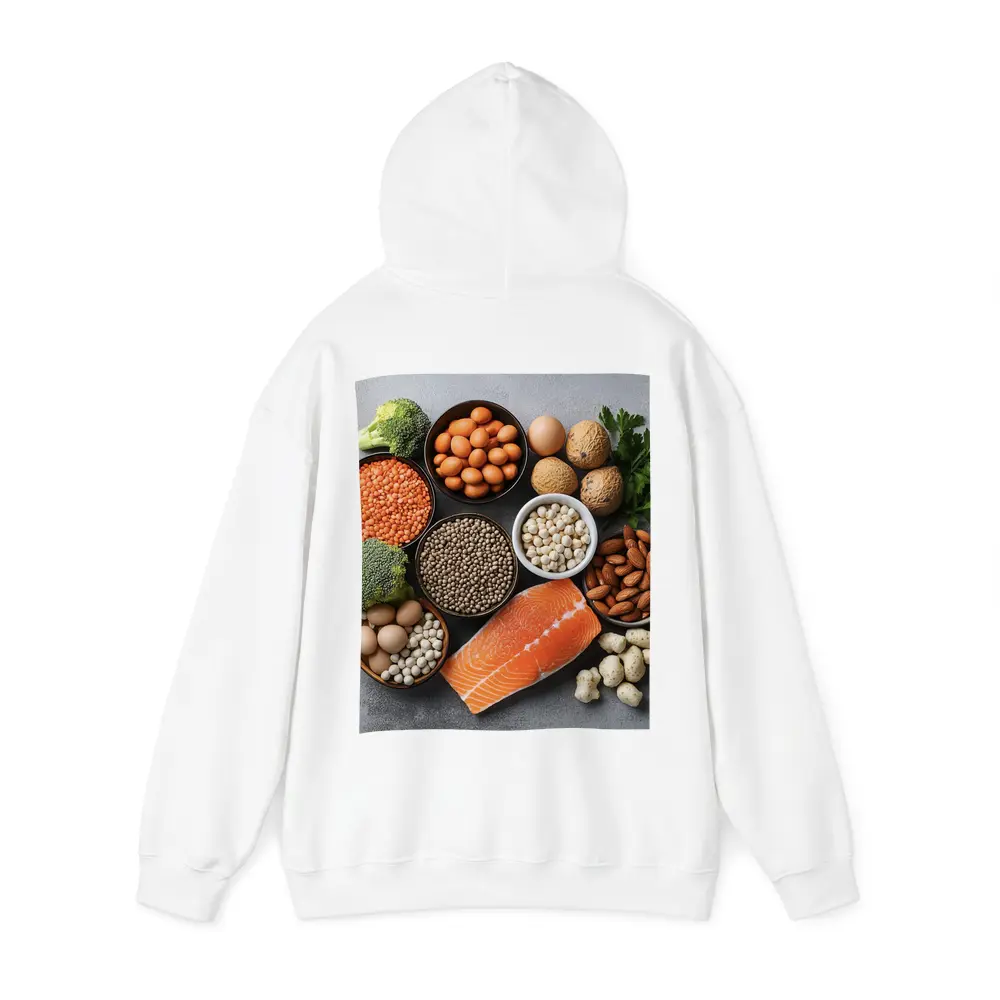 High Protein Foods Flat Lay Gray Background – Hoodies