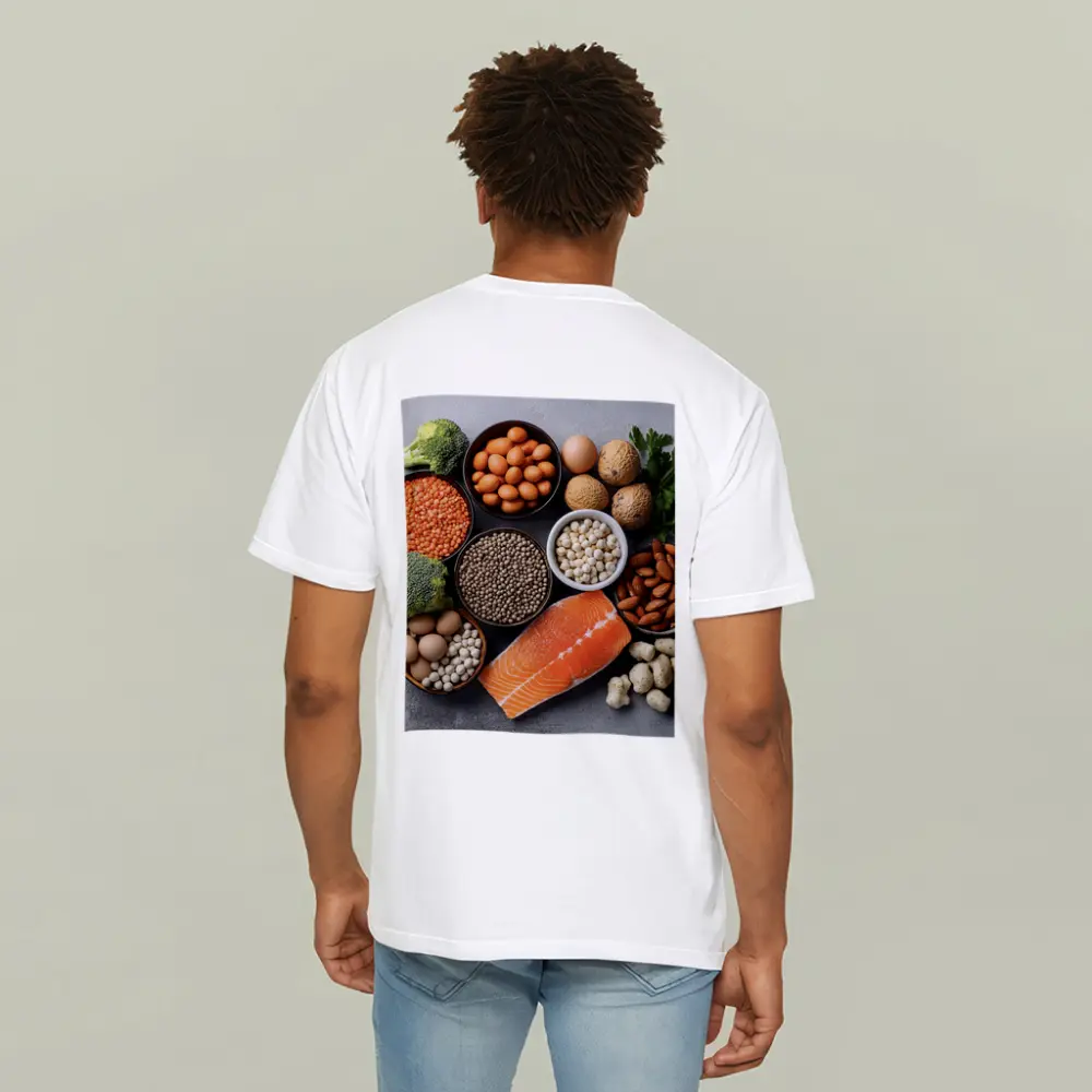 High Protein Foods Flat Lay Gray Background – T-Shirts