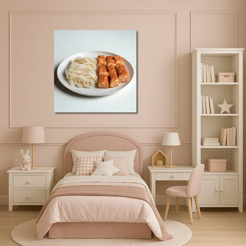 Korean Rice Cakes Noodles White Plate – Wall Art
