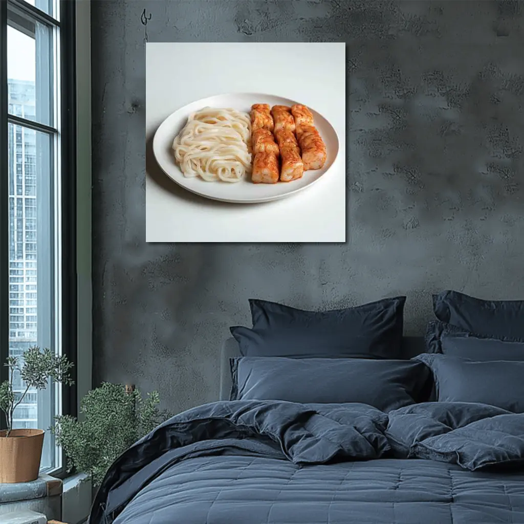 Korean Rice Cakes Noodles White Plate – Wall Art