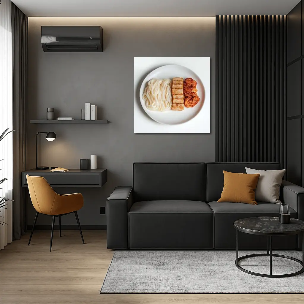 Udon Noodles Tofu Kimchi White Plate – Wall Art