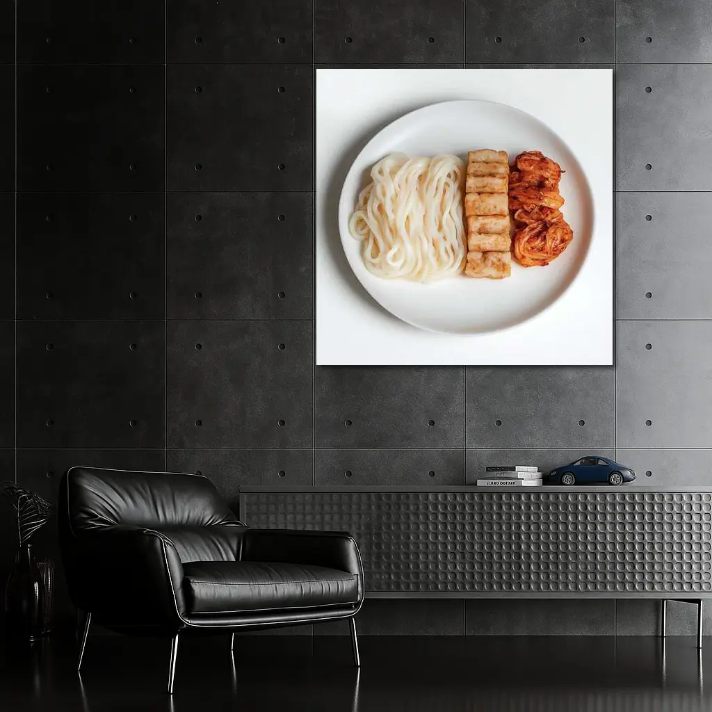 Udon Noodles Tofu Kimchi White Plate – Wall Art