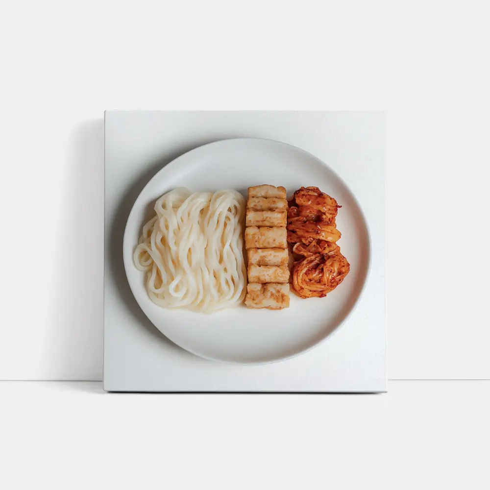 Udon Noodles Tofu Kimchi White Plate – Wall Art