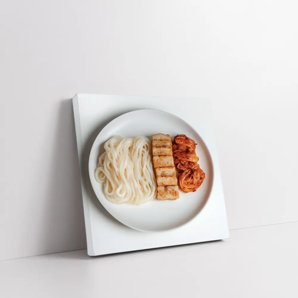 Udon Noodles Tofu Kimchi White Plate – Wall Art