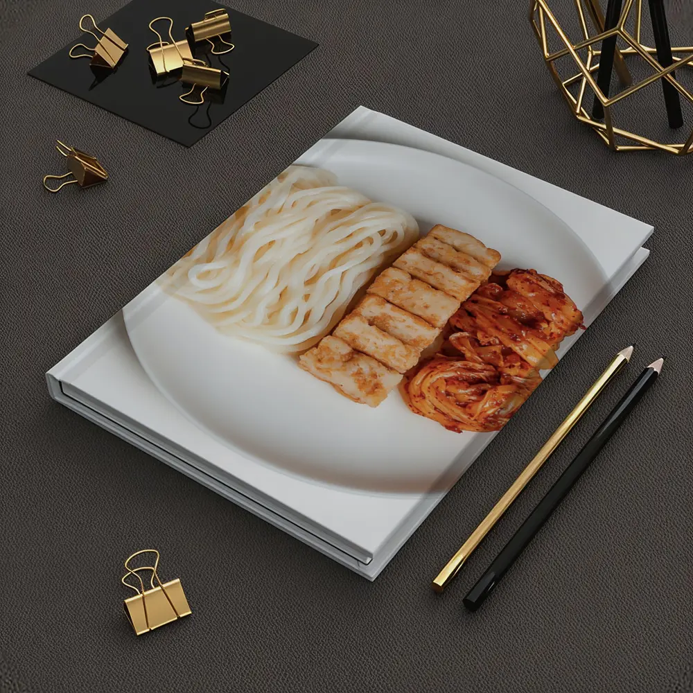 Udon Noodles Tofu Kimchi White Plate – Notebooks