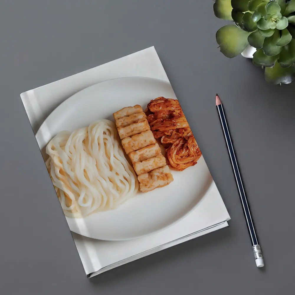 Udon Noodles Tofu Kimchi White Plate – Notebooks