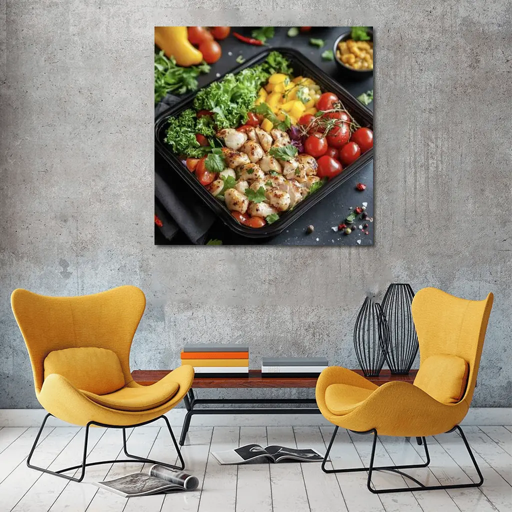 Grilled Chicken Meal Prep Bowl Fresh Vegetables – Wall Art