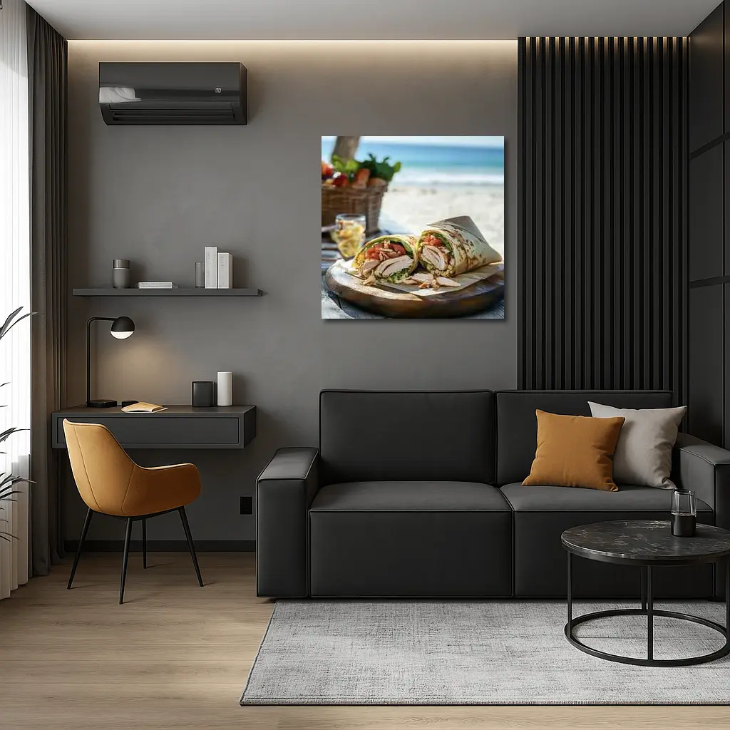 Chicken Wrap Sandwich On Beach Setting – Wall Art