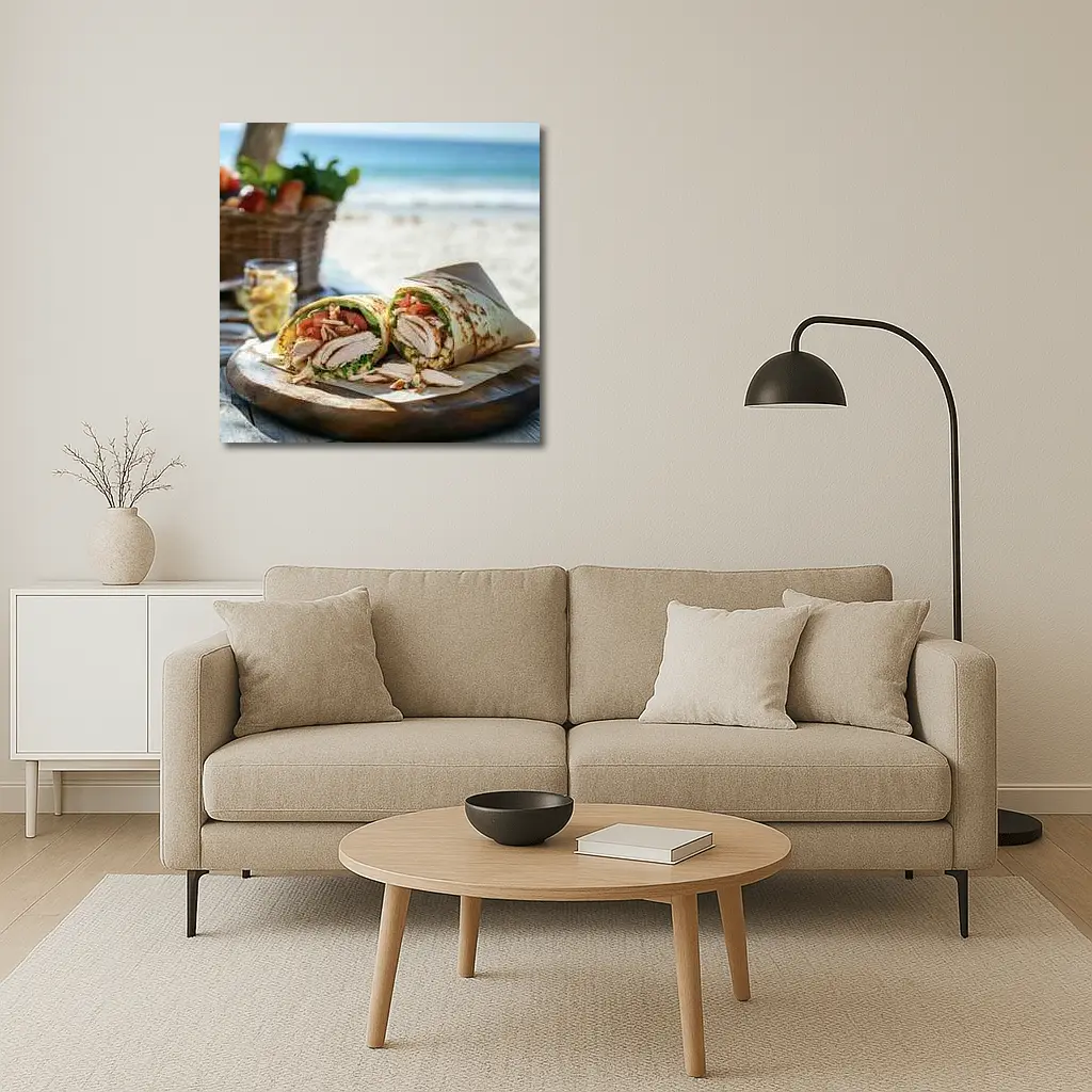 Chicken Wrap Sandwich On Beach Setting – Wall Art
