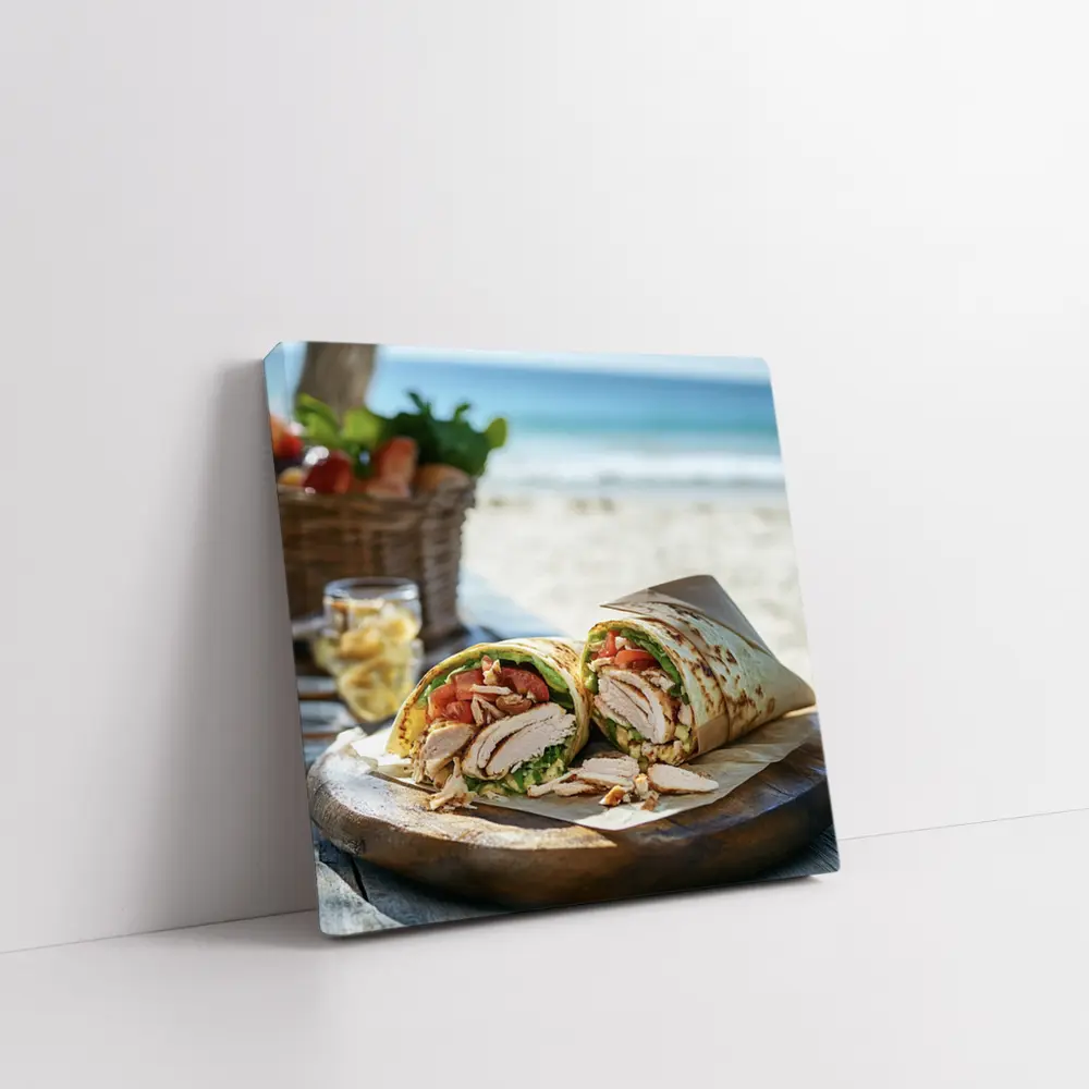 Chicken Wrap Sandwich On Beach Setting – Wall Art