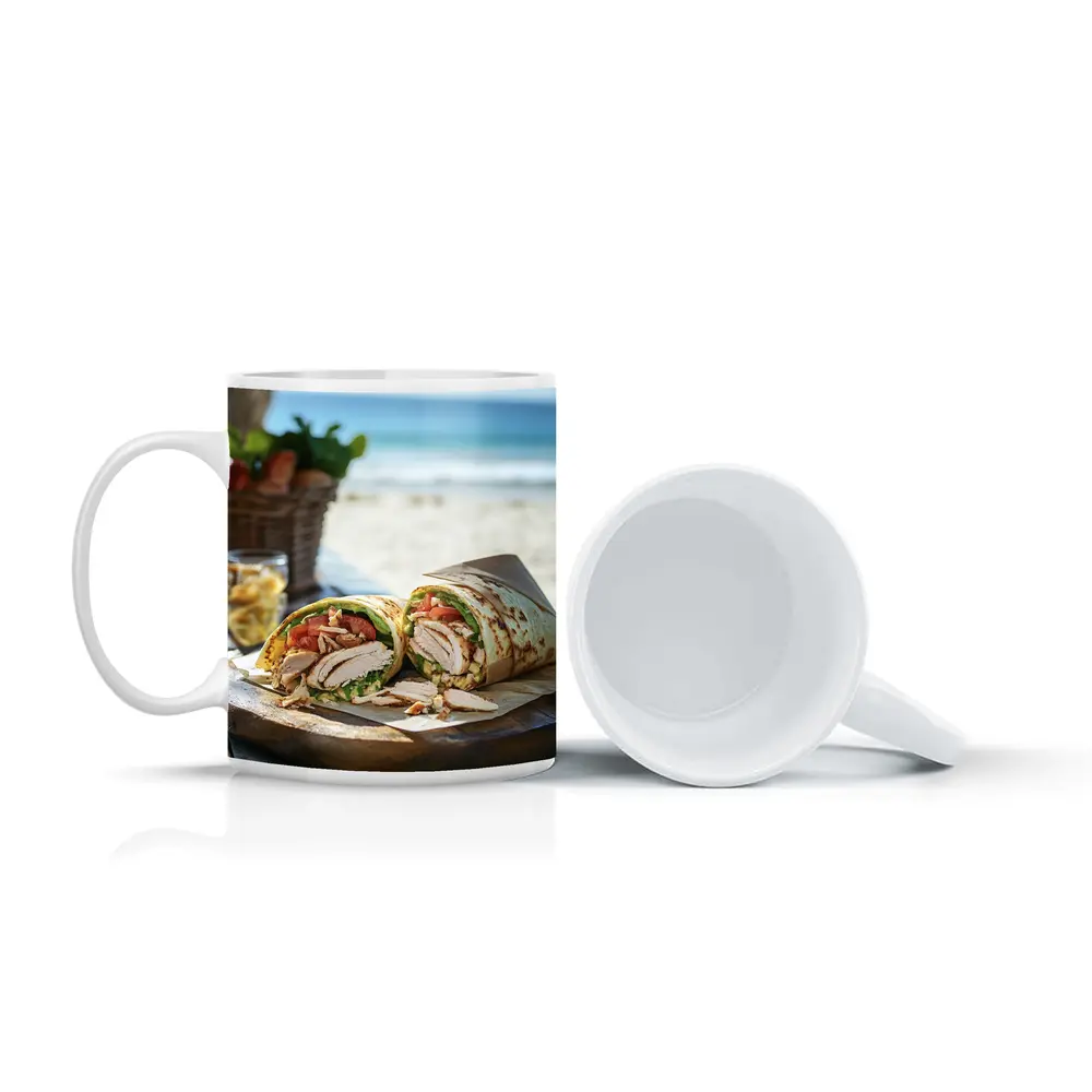 Chicken Wrap Sandwich On Beach Setting – Mugs